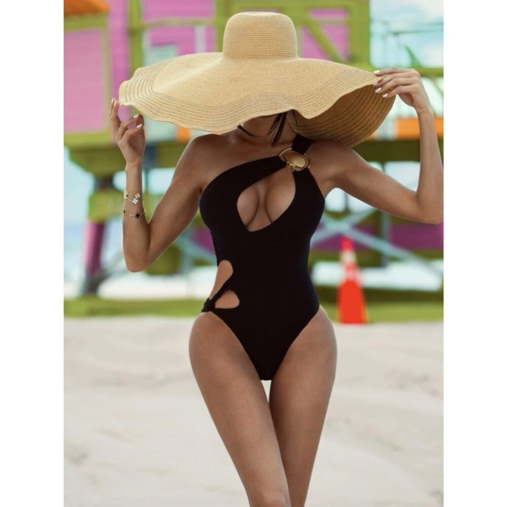 L’ Animal  x Morgan Osman Seashell Cutout One Piece - Black XL